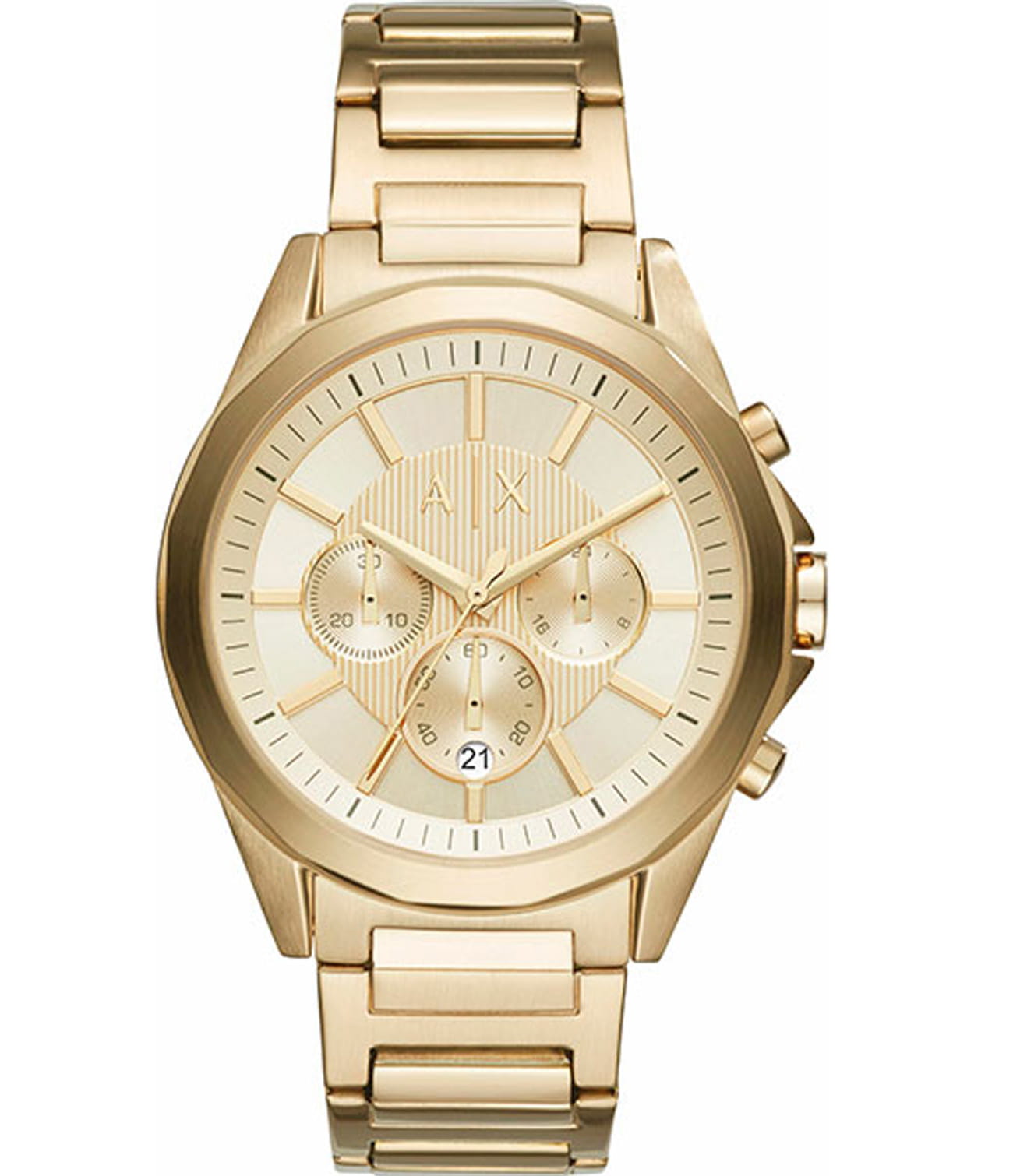 Armani Exchange Armani Exchange Drexler  AX2602  AX2602 кварцевые мужские часы золотой циферблат, браслет нержавеющая сталь — вид спереди